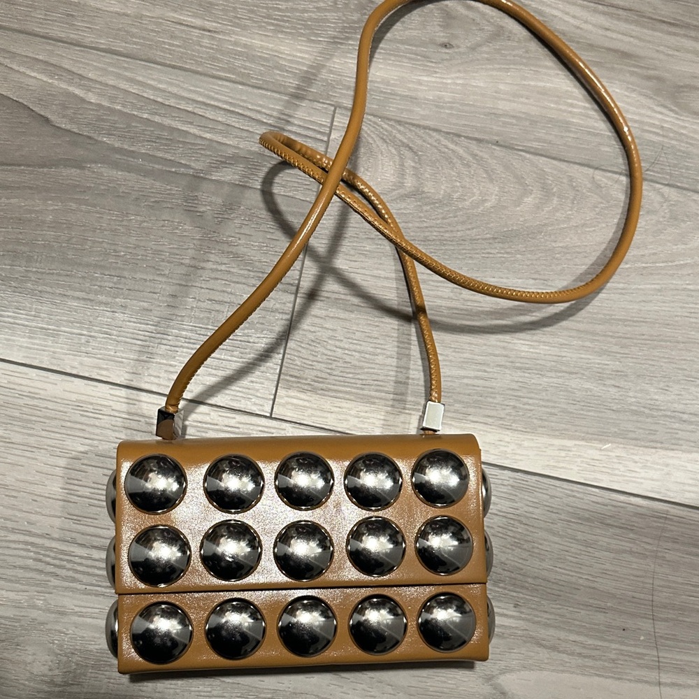 H&M Tan Clutch with Silver Accents